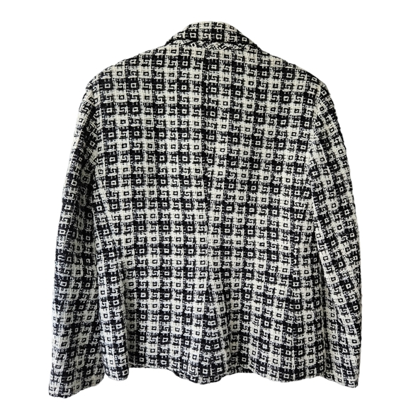 Jones New York Black and Off-white Blazer Wool Blend Thick Textured Size 12 - Picture 3 of 13